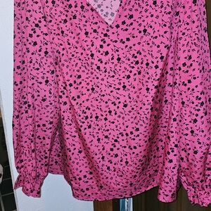 SHEIN Pink and Black Floral Blouse